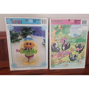 Vtg 1991 Lot of 2 Golden Frame Tray Puzzles Picknickers And Russ Trolls Complete